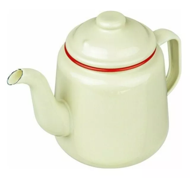 Falcon CREAM Enamel Tea Pot With Handle & Lid Teapot Genuine Falcon Enamel Ware