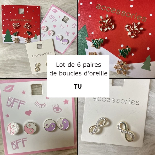 Lot De 6 Paires De Boucles D'oreilles Fantaisie Strass Coloré - Acier Inoxydable - Neuf Avec étiquettes