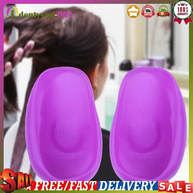 2 piezas Protector de orejas multifunción para tinte para cabello para peluquería (púrpura)