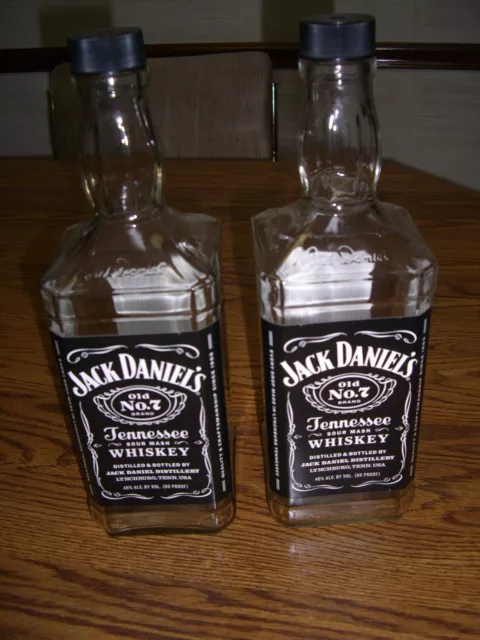 Two Jack Daniels Old No. 7 TN Sour Mash Whiskey 1.75 Liter Glass Bottles/Empty