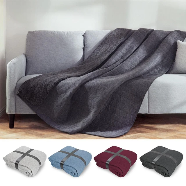 Coperta Plaid In Pile Morbida Banzaii - 130x160 Cm Scozzese Grigio Per Divano E Letto - Foto 3