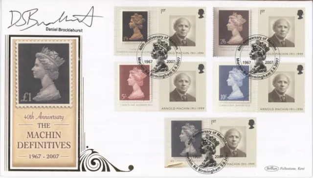 MACHIN DEFINITIVES first day cover 2007 CERTIFIED SIGNED DANIEL BROCKEHURST