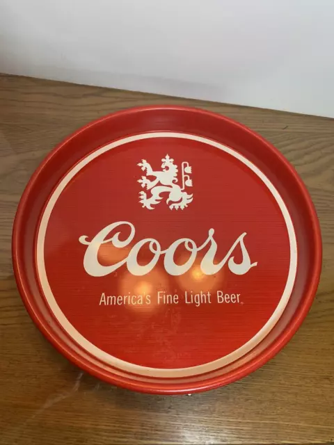 4 Vintage Coors Beer Metal Serving Tray Red & White 13" Golden Colorado USA Made