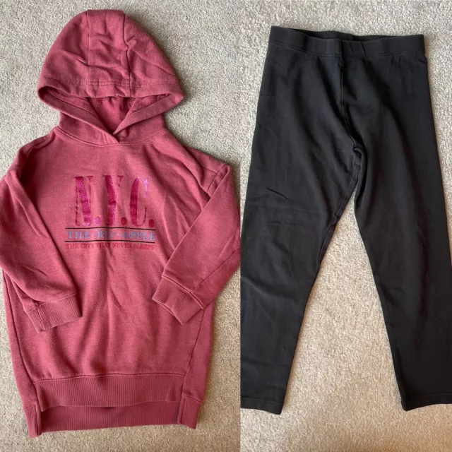 Girls Age 4 years Pink Jumper with black leggings x2 piece set NEXT
