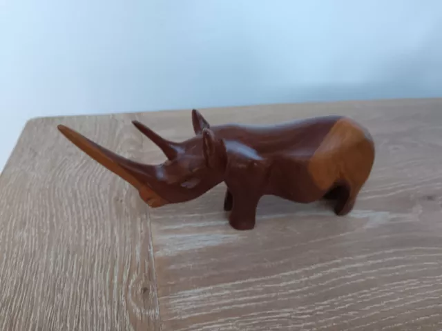 Vintage MCM Wooden Teak Rhino