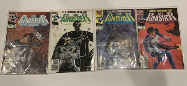 The Punisher#2-5 five issue limited series 2, 3,4,5 Marvel Comics 1985 Newsstand
