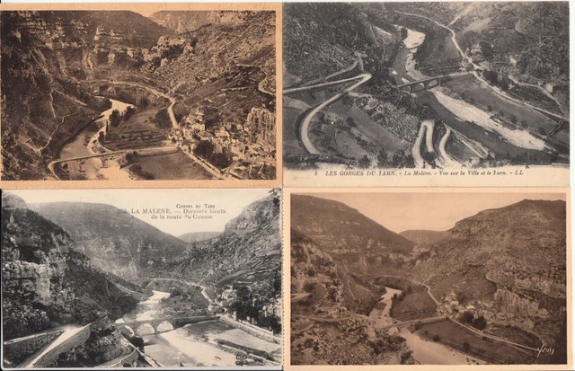 Lot de 4 cartes postales anciennes old postcards LA MALENE LOZÈRE