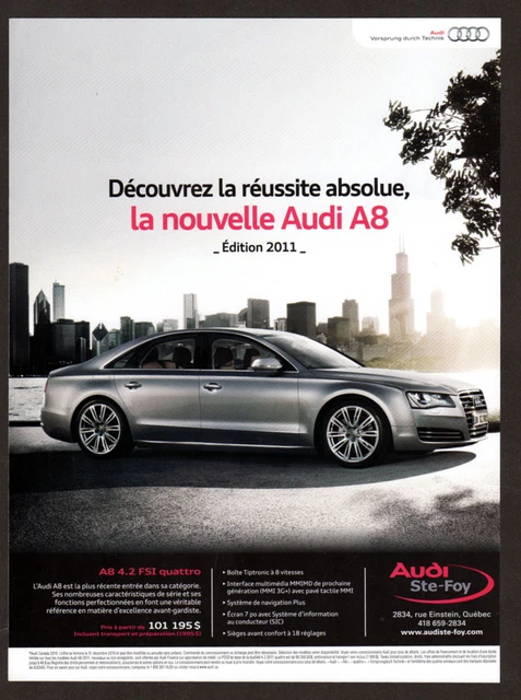 2011 AUDI A8 Original Print AD | Gray 4-door town car photo French Canada