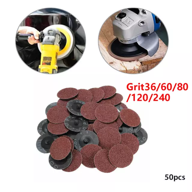 50x 2'' 50mm 36/60/80/120/240 Grit Type R Roloc Sanding Discs Abrasive Roll Lock