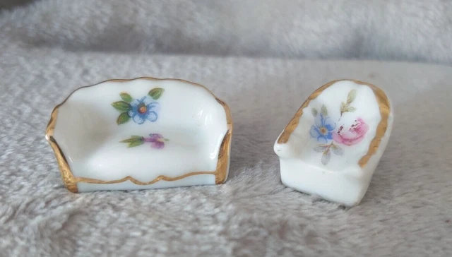 Canapé et fauteuil miniature en porcelaine limoges France