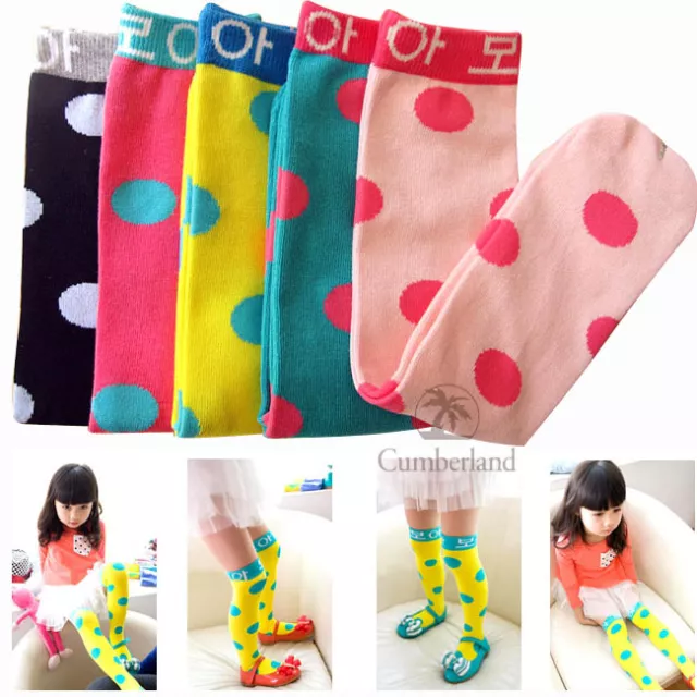 5 Colors Cute Dots Baby Kids Children Girls Princess Long Socks Leggings 2