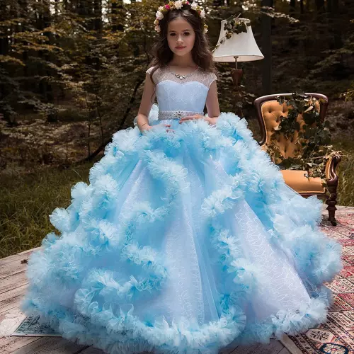 Pageant Dresses Ruffles Ball Gown Flower Girl Dresses Fashion Crystal Princess