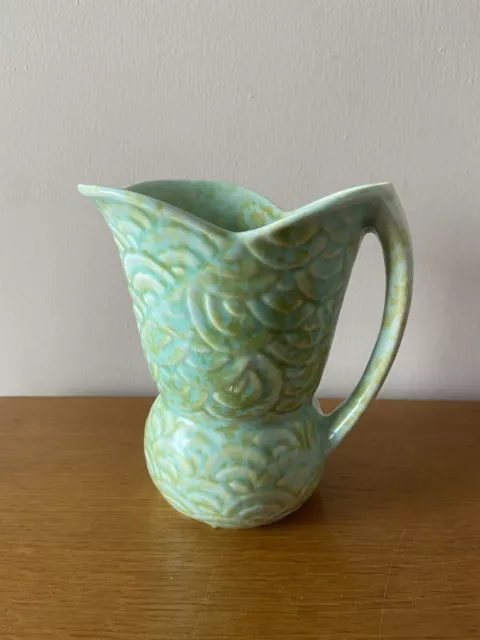 ART DECO 30s VINTAGE Shorter & Son, Stoke UK Green Jug, Geometric Scales