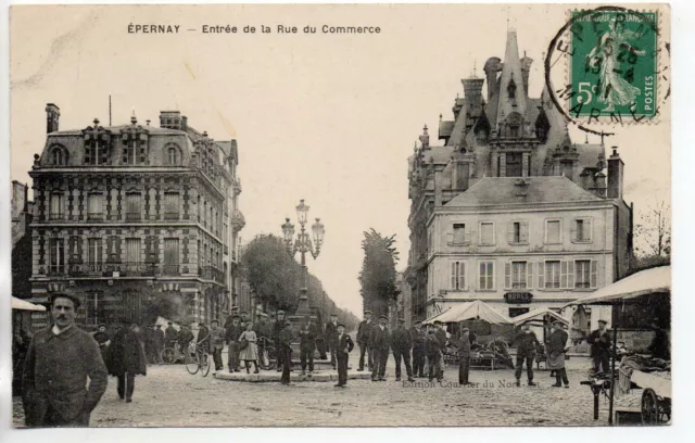 EPERNAY - Marne - CPA 51 - les rues - la rue du Commerce 1 - marché