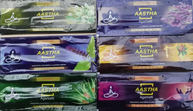 Aastha Incense Sticks For Meditation Pooja, Kewda, Tathastu + More 18 Per Pack