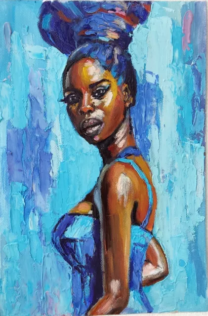 African American Woman Paintings Black Woman Original Oil Painting Hand
