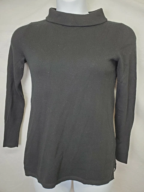 Talbots Sweater Size XS Pure Cashmere Black Mock Turtleneck Long Sleeve