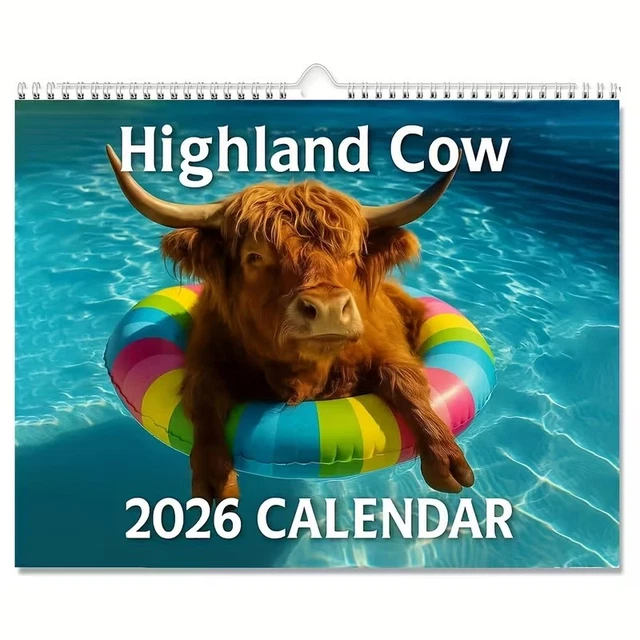 2026 HIGHLAND COW Wall Calendar Highland Cattle Calendar 12 Month Wall ...