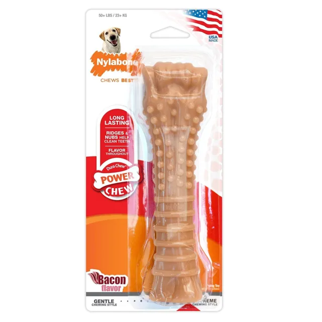 Nylabone DuraChew Bacon Souper Size  Textured Dental Bone 50+ lb Dogs - 4 Pack