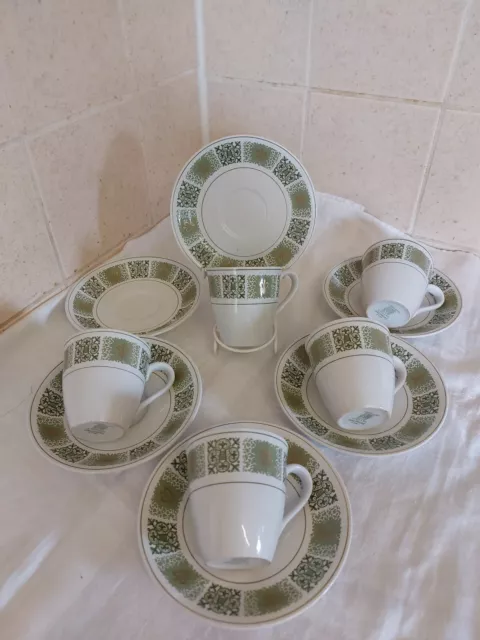 Copeland Spode Dauphine Coffee Cups and Saucers X 5