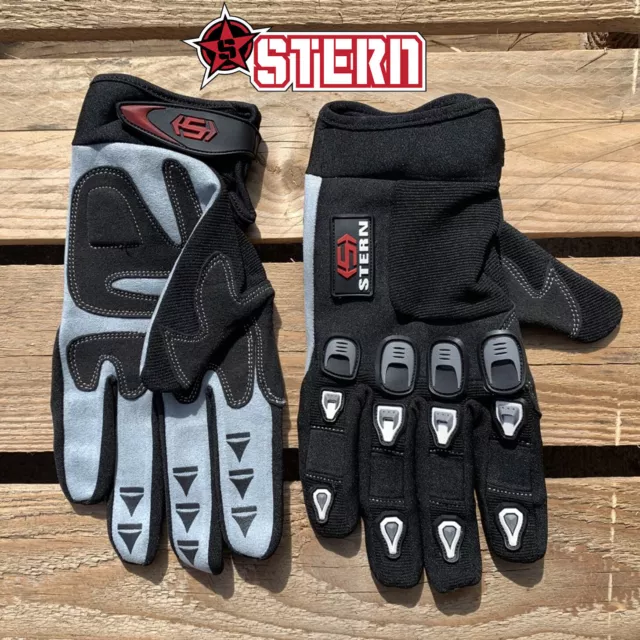 Stern Protection Motocross MX Vélo Vtt Gants - Noir Hommes Grand (10)