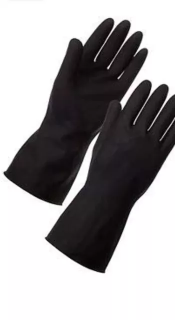 10 Premier Schwerlast Haushalt Industrie Gartenarbeit SCHWARZ Gummi Latex Handschuhe L