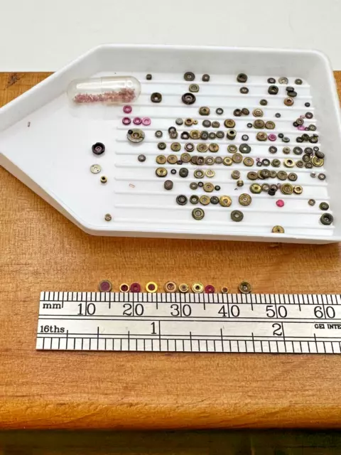 Large Lot old  Pocketwatch/watch Half Round, Ring and Hole Jewels LOT Brass/Ruby