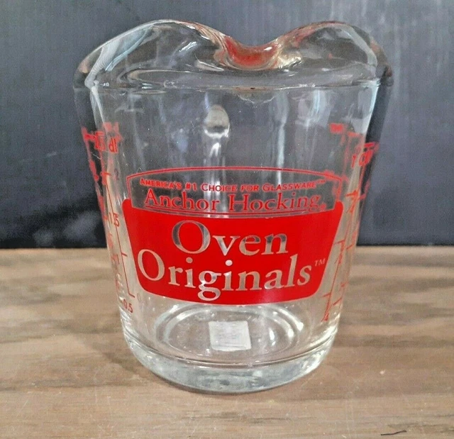 VINTAGE ANCHOR HOCKING Oven Basics 1 Cup Measuring Cup "D" Handle RED