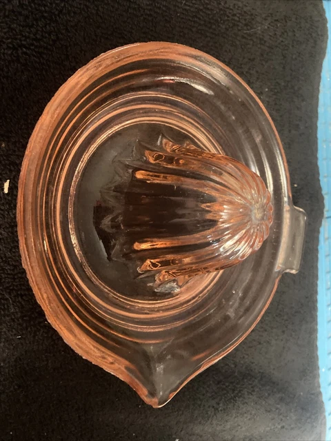 vintage pink depression glass juicer 5” Rare Color Nice Shape Box0834