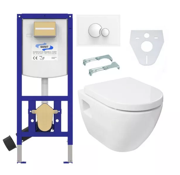 Sanit INEO PLUS Vorwandelement & Design-Wand-WC mit Activ-Nano-Clean +Sitz UD-25