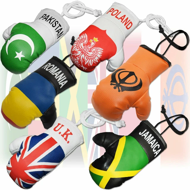 Mini Boxing Gloves Car Hanger Van Rear Mirror sports Gift Flags Miniature Pair