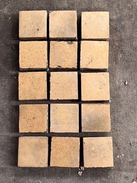 Antique Victorian Maw & Co Yellow 1.5 inch square Encaustic Floor Tile Reclaimed