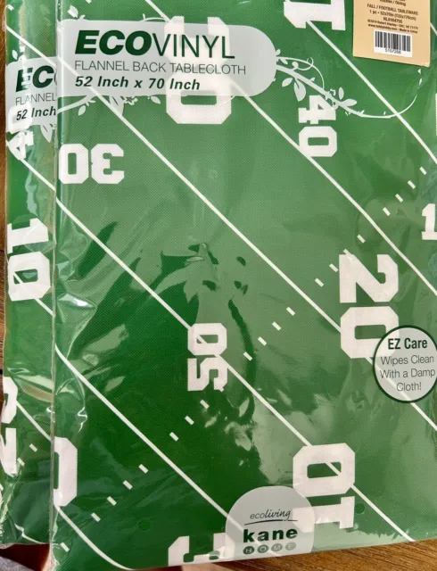 2 Football End zone PEVA Vinyl reusable Table  tablecloth 52"x70" Party Decor