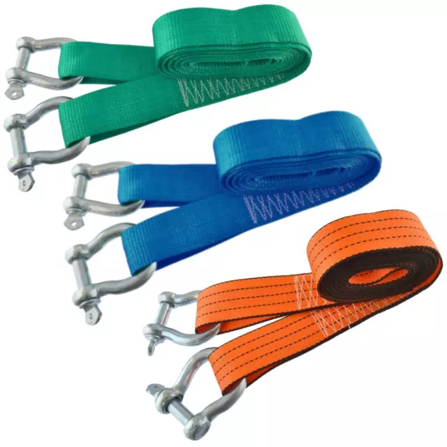 3 / 5 / 8 Ton Tow Rope / Towing Road Recovery Strap with Two Shackles 4 Metre