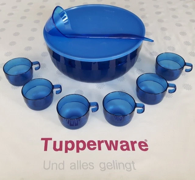 TUPPERWARE * ELEGANZIA Bowle-Set, Schüssel + Deckel, Kelle, 6x Tassen ...