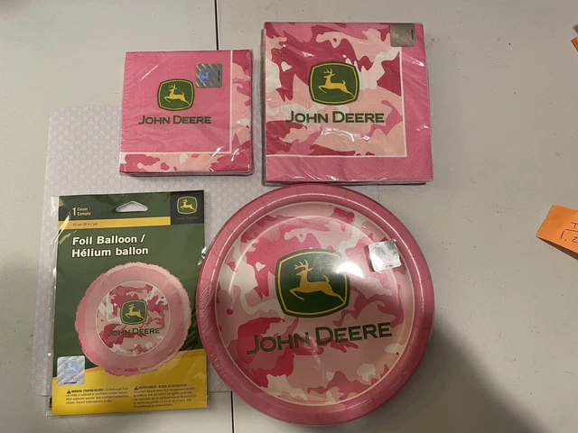 John Deere Pink Paper Plates, Napkins, Helium Balloon
