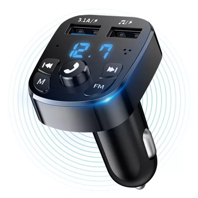 Bluetooth 5.0 Car Wireless FM Transmitter Adapter Hands-Free 2USB PD Charger AUㄜ