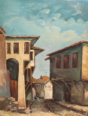 PAESAGGIO CASA VINTAGE Espressionista Pittura a olio firmato 