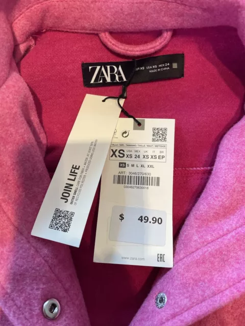 ZARA SOFT CROPPED Jacket Womens XS, Pink, Soft Shell Crop Blazer. NWT ...
