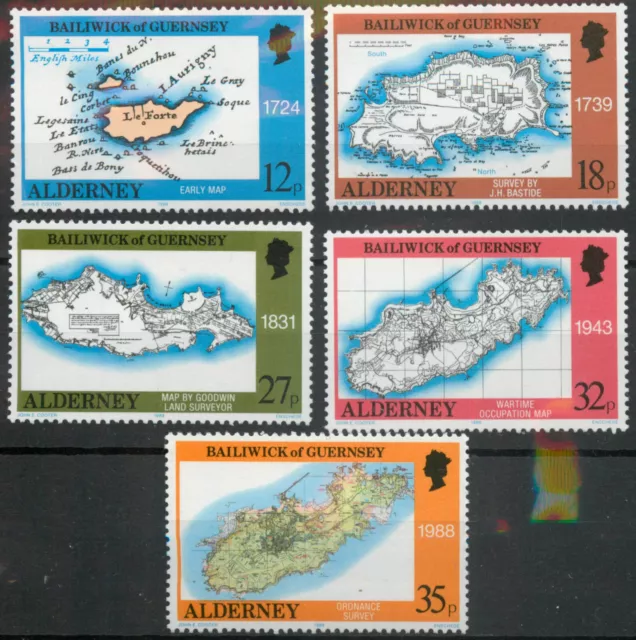 Alderney 1989 Bastide’s Survey of maps set SG A37-A41 MNH mint *COMBINED POST*