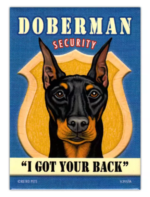 Retro Perros Refrigerador Imanes - Doberman Pinscher Seguridad - Publicidad Arte