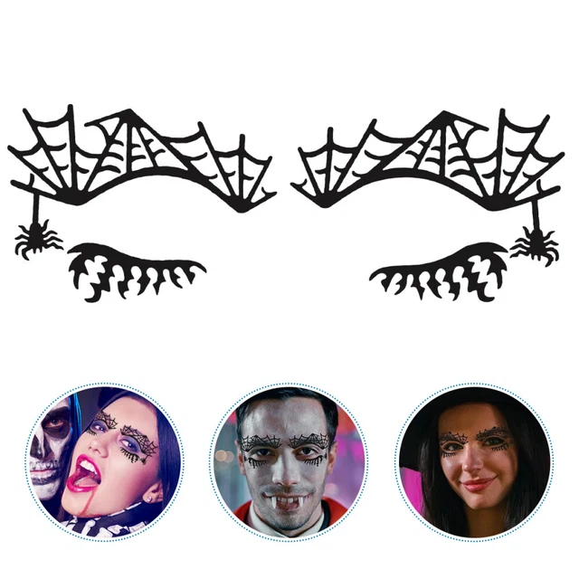 3 paia adesivi eyeliner pizzo tessuto non tessuto adesivo body art Halloween nero
