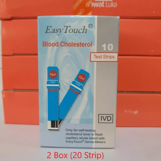 2 Box EasyTouch Easy Touch Cholesterol @10 Test Strips - EXP 2025