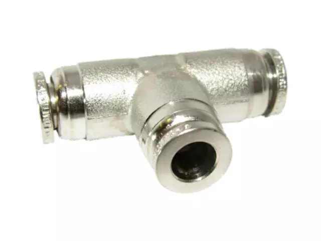 Numatics 1/4 PTC  Push to Connect Union Tee Nickel Plated Brass Fitting