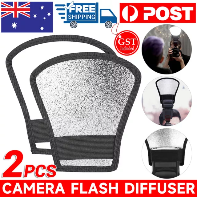 2pcs Camera Flash Diffuser Softbox Silver and White Reflector for Canon AU Stock