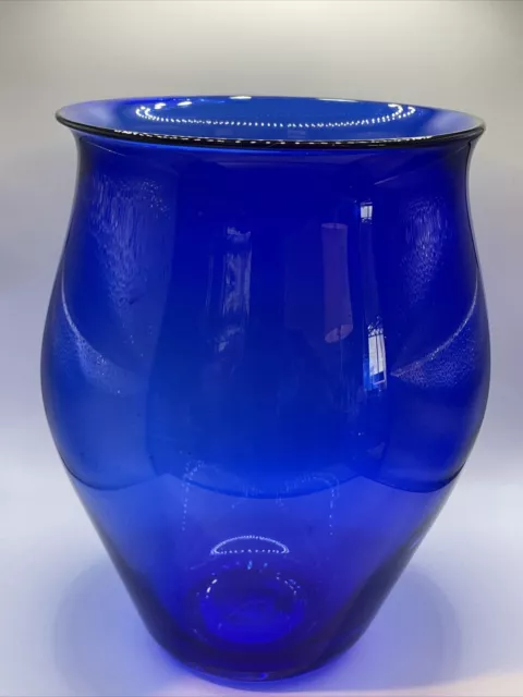 Signed D'Luna Hand Blown Cobalt Blue Art Blown Glass Vase 1990 8.5" GORGEOUS!