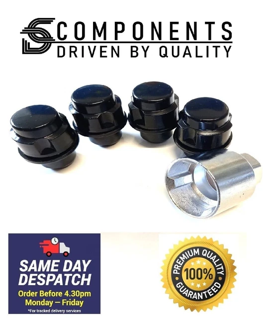 BA018CB - Gloss Black Locking Alloy Wheel Nut Kit for Defender DA3548 - SP 4x4