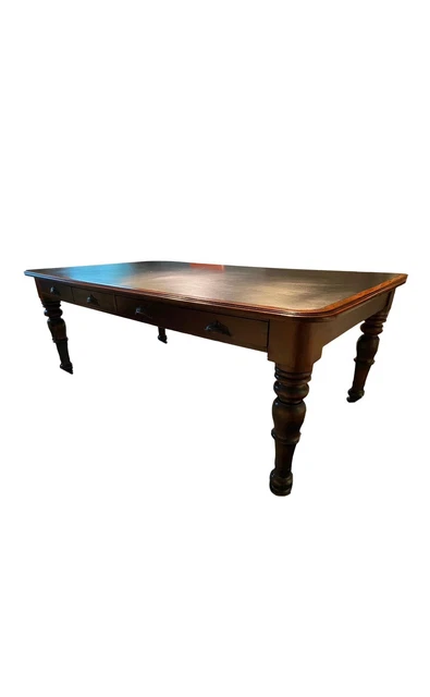 c. 1880 Antique Eastlake Solid Walnut Leather Top Library Desk