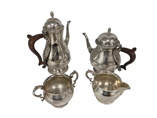 Tea Set Silver Plate Tea and Hot Water Pot Milk Jug Sugar Bowl Perfect Xmas Gift