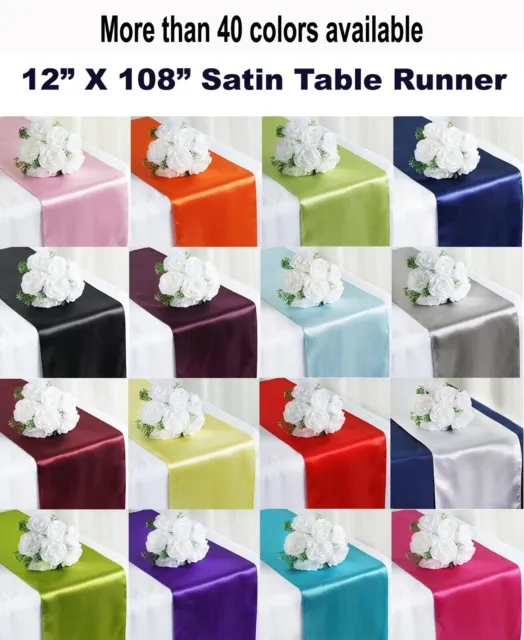 10 Satin Table Runner Wedding Party Banquet Decoration (12"X108") FREE SHIPPING